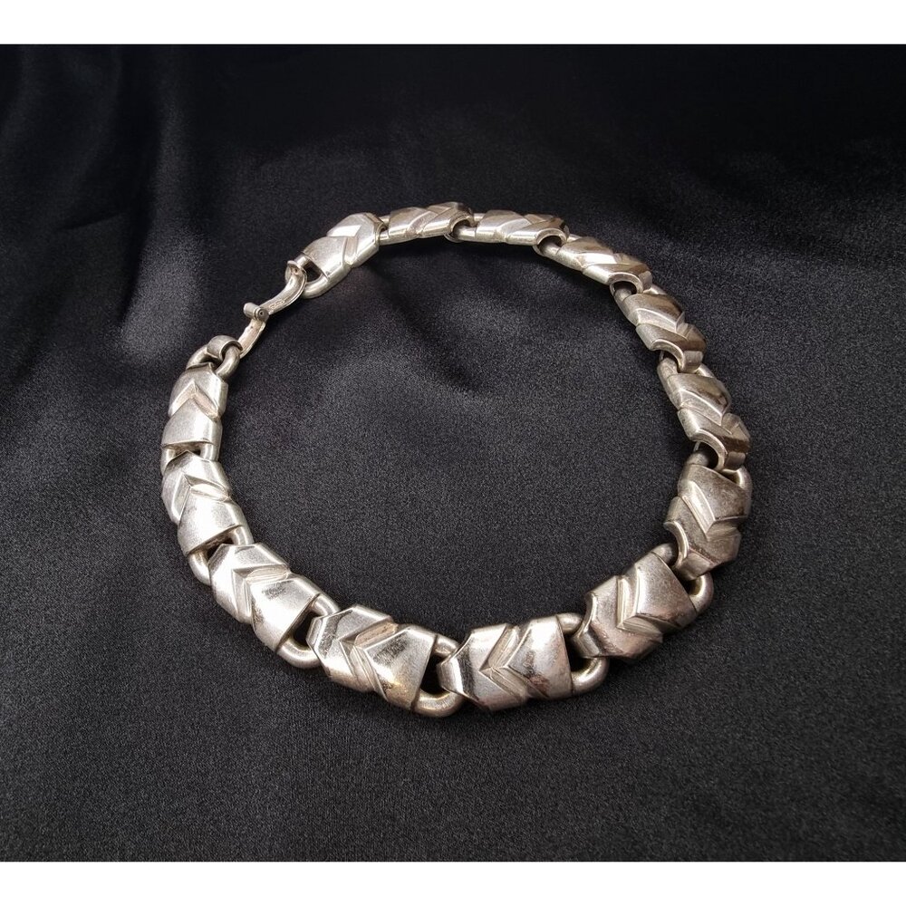Rare Find Vintage 1950s-1960s Christian Dior Silver-Tone Geometric Link Necklac - Picture 3 of 6